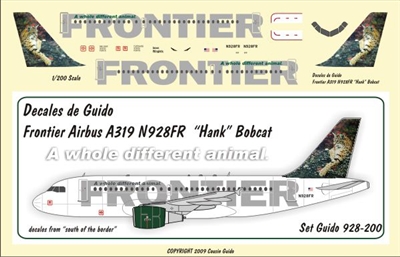 1:200 Frontier Airbus A.319 N928FR 'Hank' the Bobcat