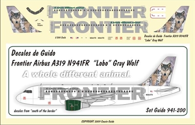 1:200 Frontier Airbus A.319 N941FR 'Lobo' the Gray Wolf