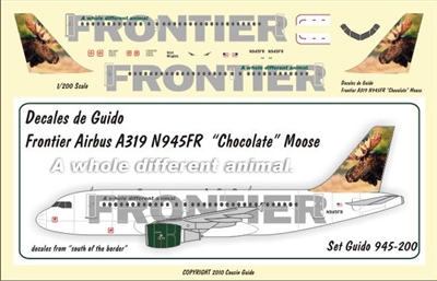 1:200 Frontier Airbus A.319 N945FR. 'Chocolate' the Moose