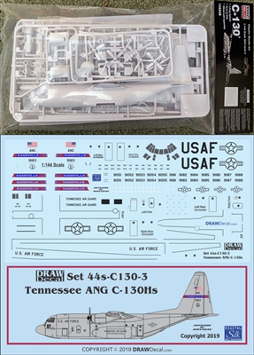 1:144 Minicraft Lockheed C.130A/E/H/J Hercules Kit + DRAW USAF Tenessee ANG Decal
