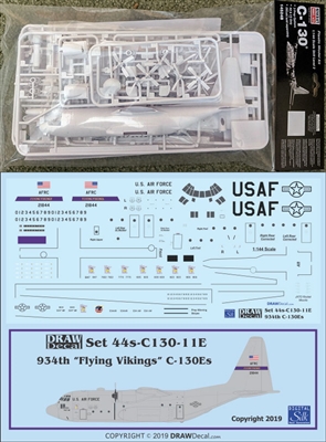 1:144 Minicraft Lockheed C.130A/E/H/J Hercules Kit + DRAW USAF 934th 'Flying Vikings' C130E Decal