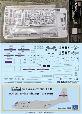 1:144 Minicraft Lockheed C.130A/E/H/J Hercules Kit + DRAW USAF 934th 'Flying Vikings' C130H Decal