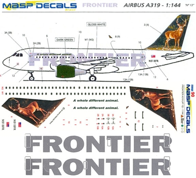 1:144 Frontier Airbus A.319 'White Tail Deer'