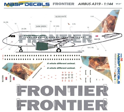 1:144 Frontier Airbus A.319 'Grizzly Bear Cub'