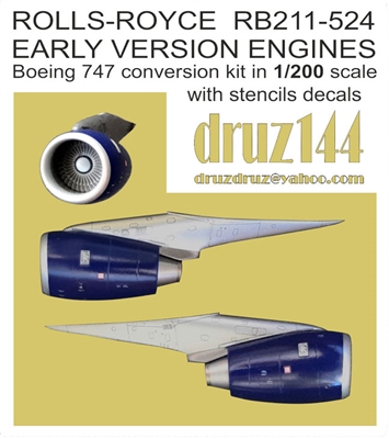 1:200 Rolls-Royce RB211-524 Engines (4) for Boeing 747-100/-200/-300 (Early Version)