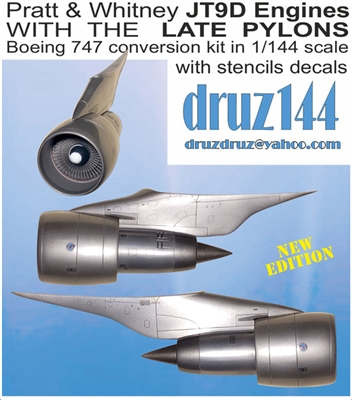 1:144 Pratt & Whitney PW JT9D Engines (4) for Boeing 747-100/200/300 (later pylons)