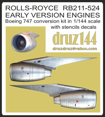 1:144 Rolls-Royce RB211-524 Engines (4) for Boeing 747-100/-200/-300 (Early Version)
