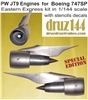1:144 Pratt & Whitney PW JT9D Engines (4) for Boeing 747SP