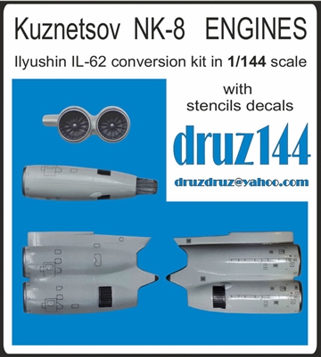 1:144 Kuznetsov NK-8 Engines (2 pods of 2) for the Ilyushin IL-62