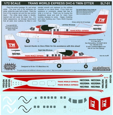 1:72 Trans World Express DHC-6 Twin Otter