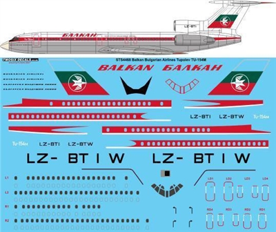 1:144 Balkan Bulgarian Airlines (early cs) Tupolev 154M