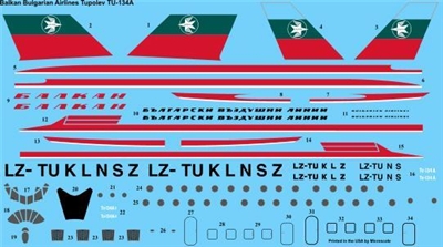 1:144 Balkan Bulgarian Airlines (early cs) Tupolev 134A