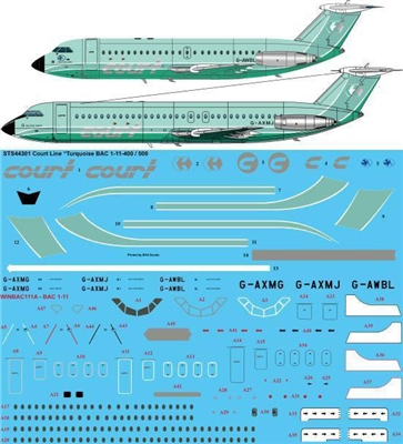 1:144 Court Line (turquoise cs) BAC 1-11-500 / -400