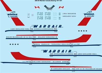 1:200 Wardair Canada (early cs) Boeing 747-1D1