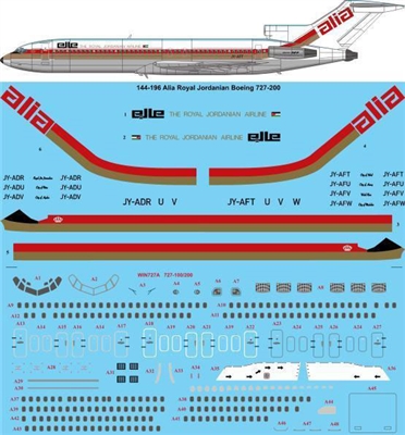1:144 Alia Royal Jordanian Airlines Boeing 727-200