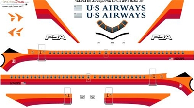 1:144 US Airways 'PSA Heritage' Airbus A.319