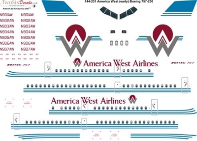 1:144 America West Airlines (o/c) Boeing 757-200 (Minicraft kit)