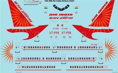 1:144 Air India (2007 cs) Airbus A.321