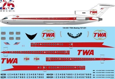 1:144 Trans World Airlines Boeing 727-231