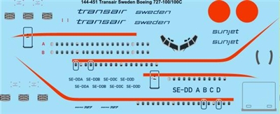 1:144 Transair Sweden Boeing 727-100/-100C