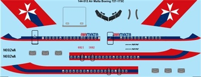 1:144 Air Malta (1970's cs) Boeing 727-100
