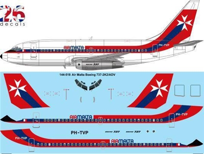 1:144 Air Malta (1970's cs) Boeing 737-200