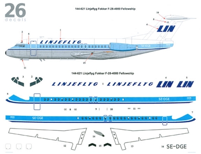 1:144 Linjeflyg Fokker F.28-4000