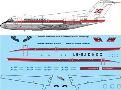 1:144 Braathens SAFE Fokker F.28-1000