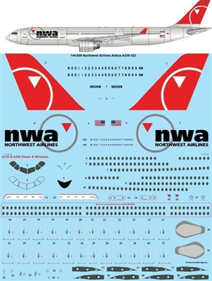 1:144 NWA Northwest Airlines Airbus A.330-300