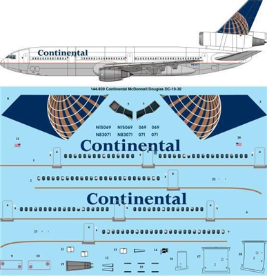 1:144 Continental Airlines McDD DC-10-30