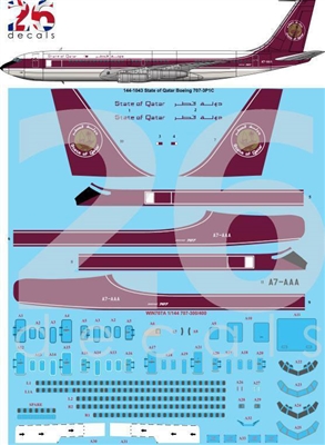 1:144 State of Qatar Boeing 707-320C