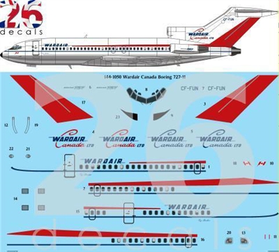1:144 Wardair Canada Boeing 727-11