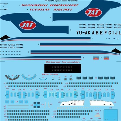 1:144 JAT Yugoslav Airlines Boeing 727-200ADV