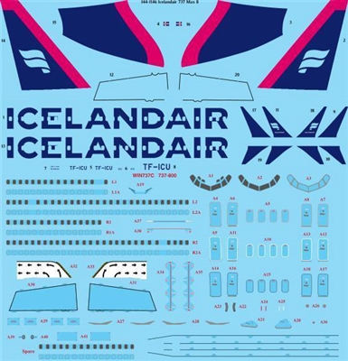 1:144 Icelandair (2022 cs) 'Magenta' Boeing 737-MAX8