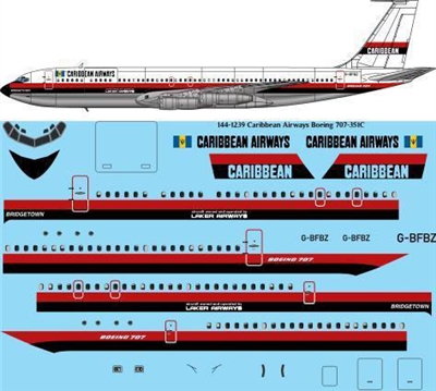 1:144 Caribbean Airways Boeing 707-320C