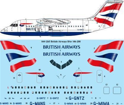 1:144 British Airways (Union Flag cs) Bae 146-200
