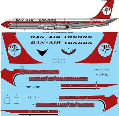 1:144 Dan Air London Boeing 707-321