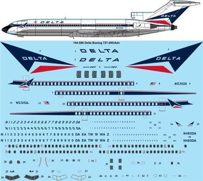 1:144 Delta Airlines Boeing 727-200