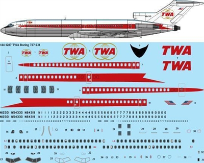 1:144 Trans World Airlines Boeing 727-231