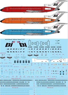 1:144 Braniff International 'jellybean cs' Boeing 727-200