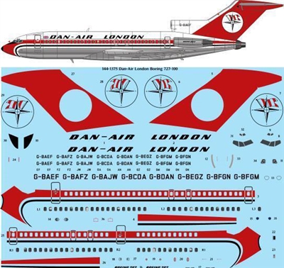 1:144 Dan Air London Boeing 727-100