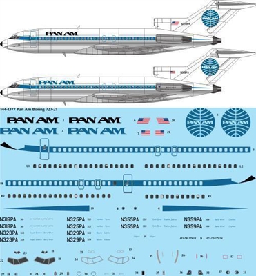 1:144 Pan Am (later cs) Boeing 727-21/-21C