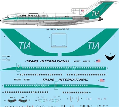 1:144 Trans International Boeing 727-100