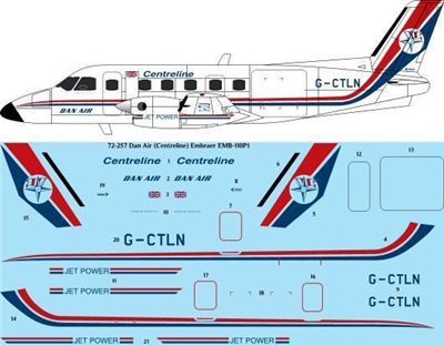 1:72 Dan Air Centreline Embraer 110P1 Bandeirante