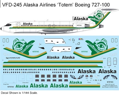 1:144 Alaska Airlines (green 'Totem' cs) Boeing 727-100