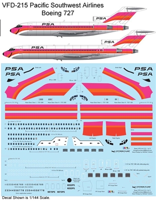 1:72 Pacific Southwest Airlines Boeing 727-100 / -200 (Faded)