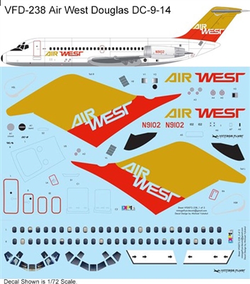 1:72 Air West (gold/red cs) Douglas DC-9-14