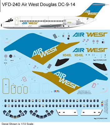 1:72 Air West (blue/mustard cs) Douglas DC-9-14
