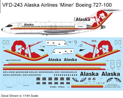 1:72 Alaska Airlines (red 'Miner' cs) Boeing 727-100