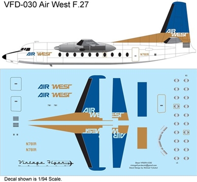 1:94 AirWest (blue/gold cs) Fokker F.27